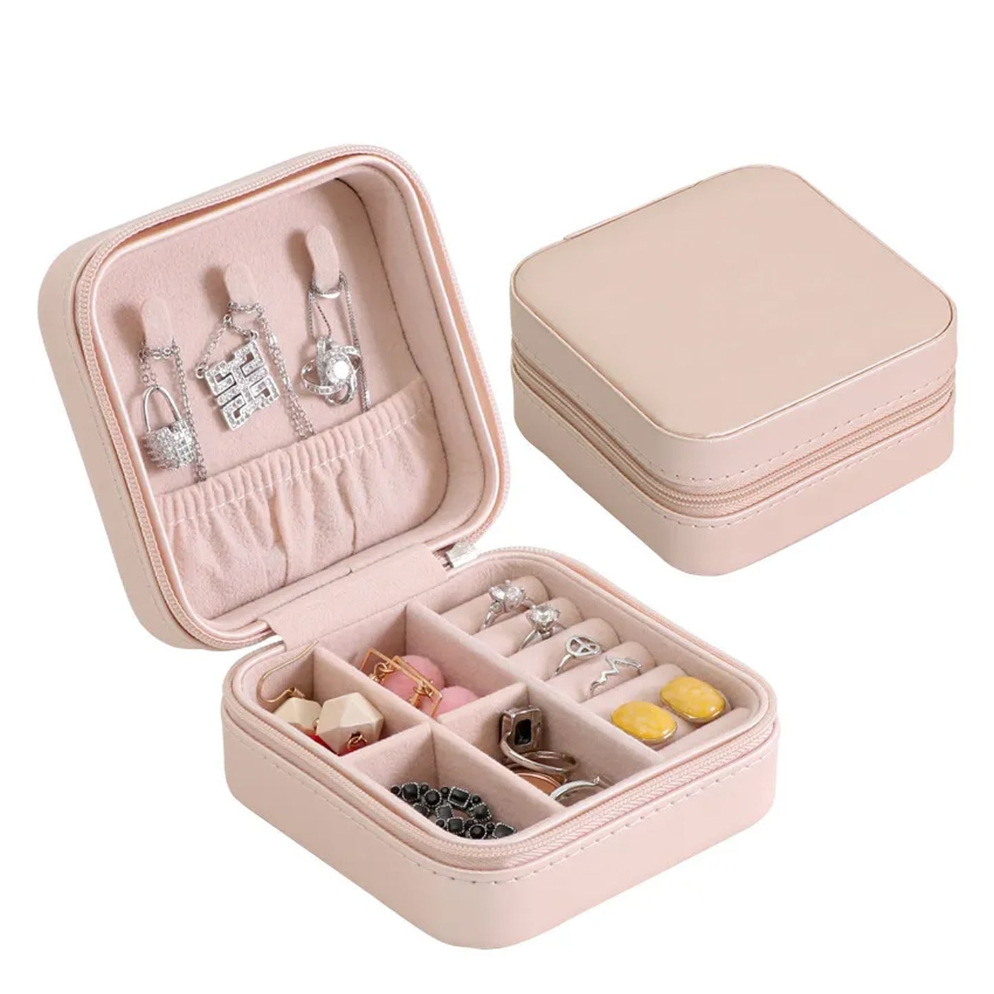 Jewellery Box For Women Mini Portable Jewelry Box Organiserpu Leather Jewlerrying Display Holder Small Travel Jewellery Box For Girls Women Mother Daughte Travel Ring Pendant Earring Necklace Storage Case - Happy Price - Image 3