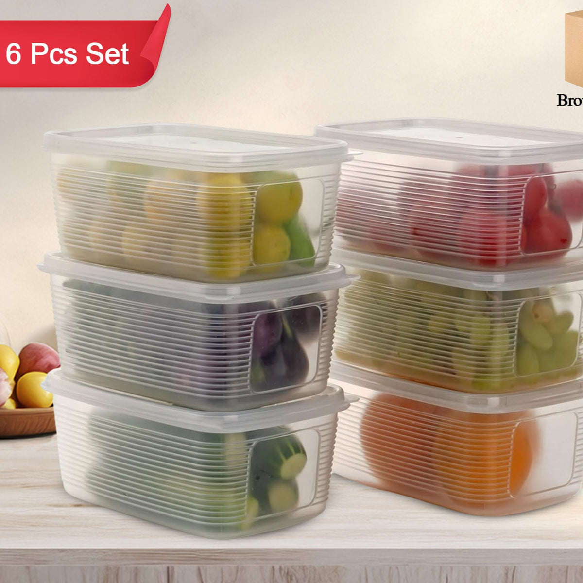 6 Pcs Multipurpose Plastic Food Storage Container Set - Happy Price - Image 1