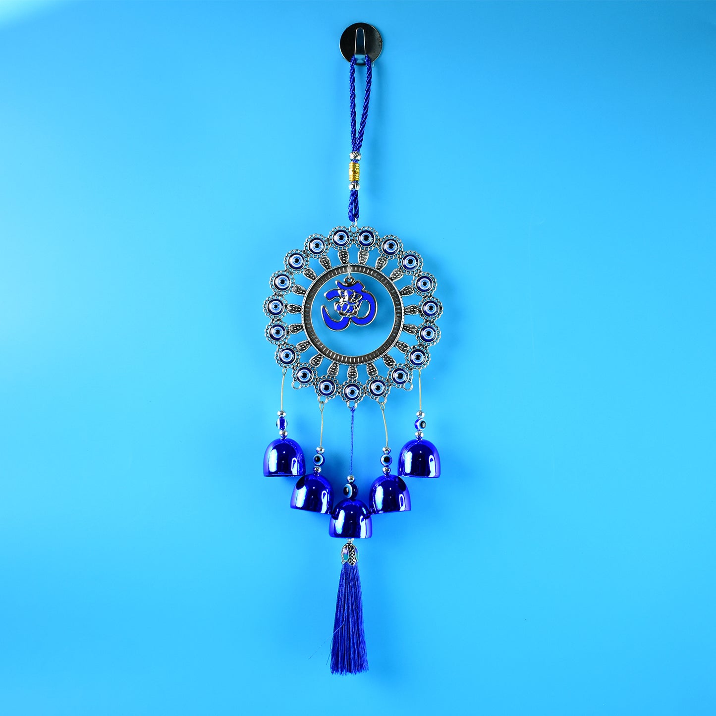Decorative OM Evil Eye Wind Chime with Blue Bells - 1 Pc - Happy Price - Image 5