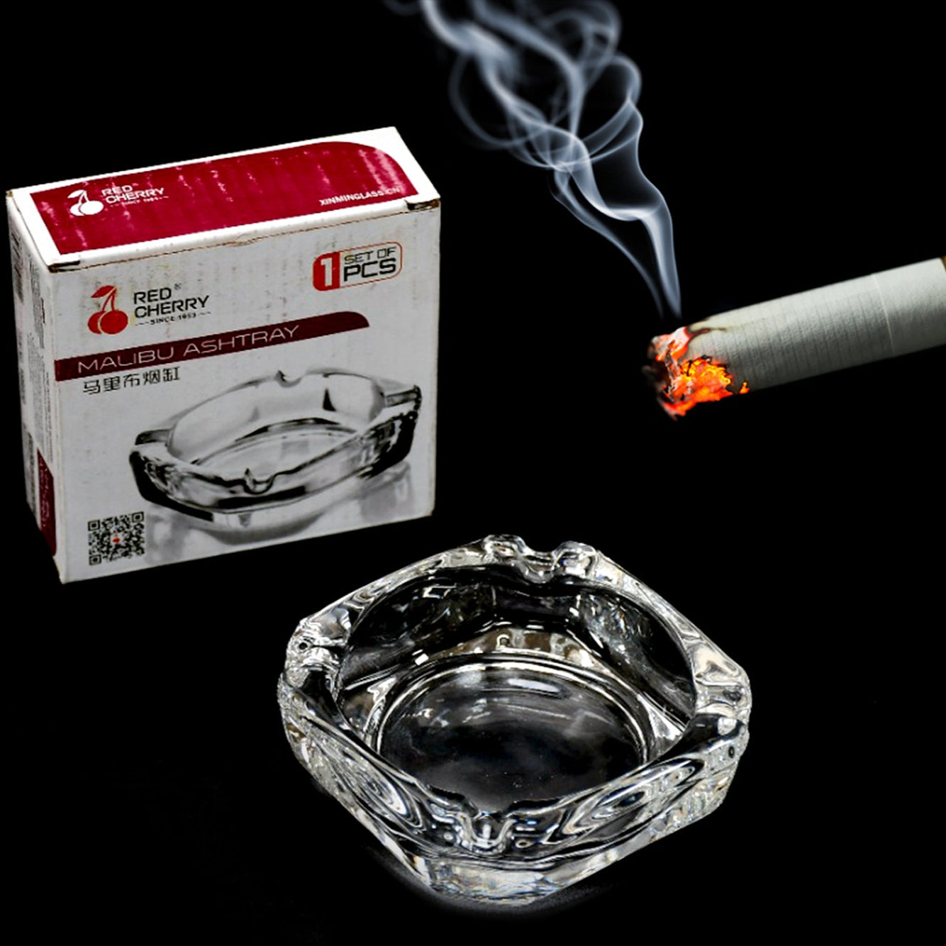 Glass Brunswick Crystal Quality Cigar Cigarette Ashtray Round Tabletop For Home Office Indoor Outdoor Home Decor - Happy Price - Image 1