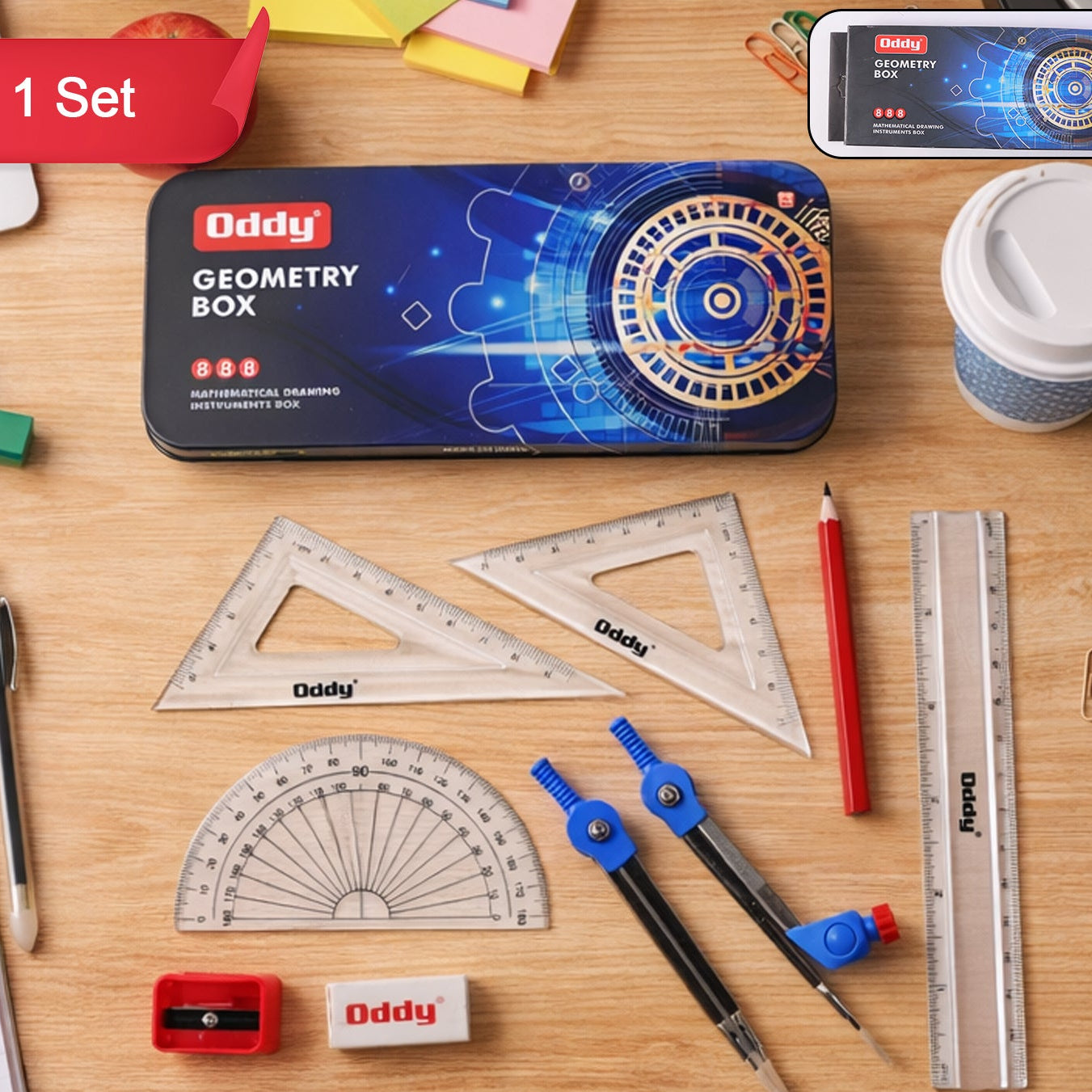 Oddy Premium Metal Geometry Box Set (1 Set)