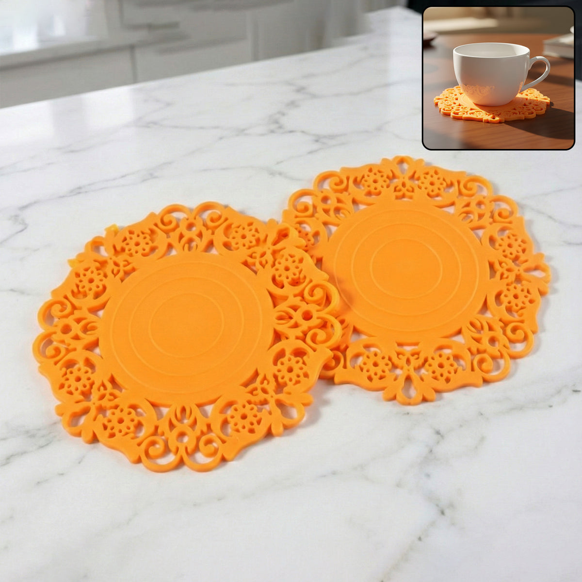 Decorative Heat-Resistant Coaster Set for Hot Utensils - 10 cm, 2 Pc - Happy Price - Image 2