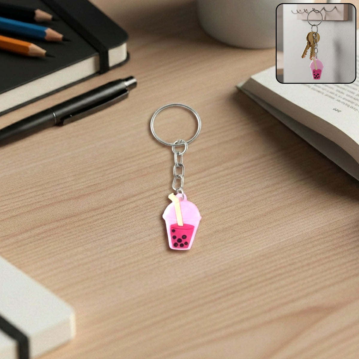 Cute Bubble Tea Keychain Charm - 1 Pc Decorative Bag & Key Holder - Happy Price - Image 2