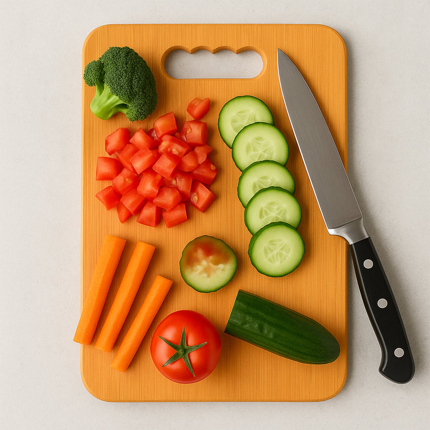 Natural Wood Cutting Board for Kitchen - Vegetable & Meat Prep - Happy Price - Image 2