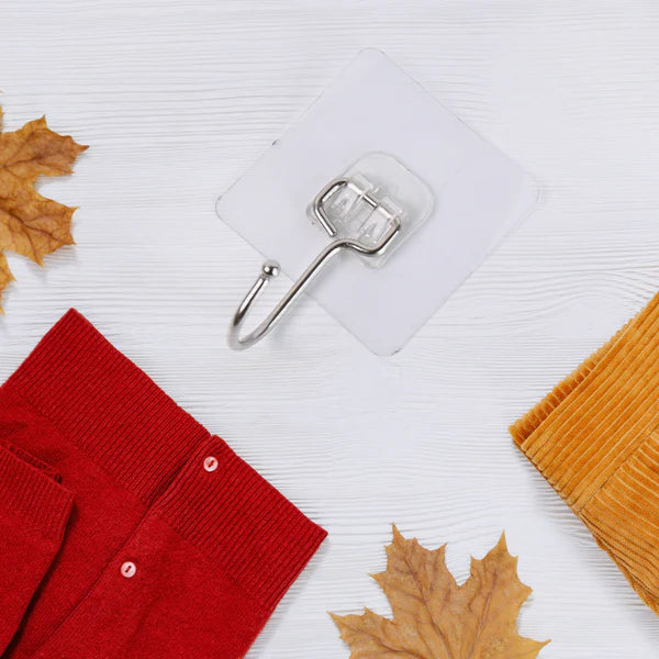 Large Transparent Stainless Steel Adhesive Wall Hooks - 1 Pc - Happy Price - Image 1