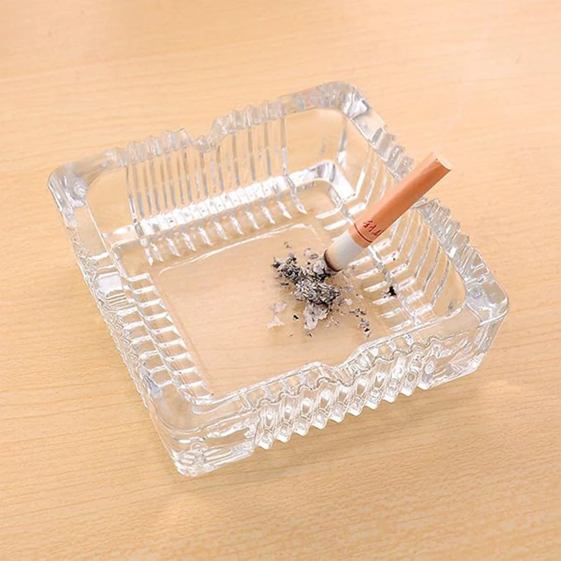 Square Glass Misti Crystal Quality Cigar Cigarette Ashtray Round Tabletop For Home Office Indoor Outdoor Home Decor - Happy Price - Image 6