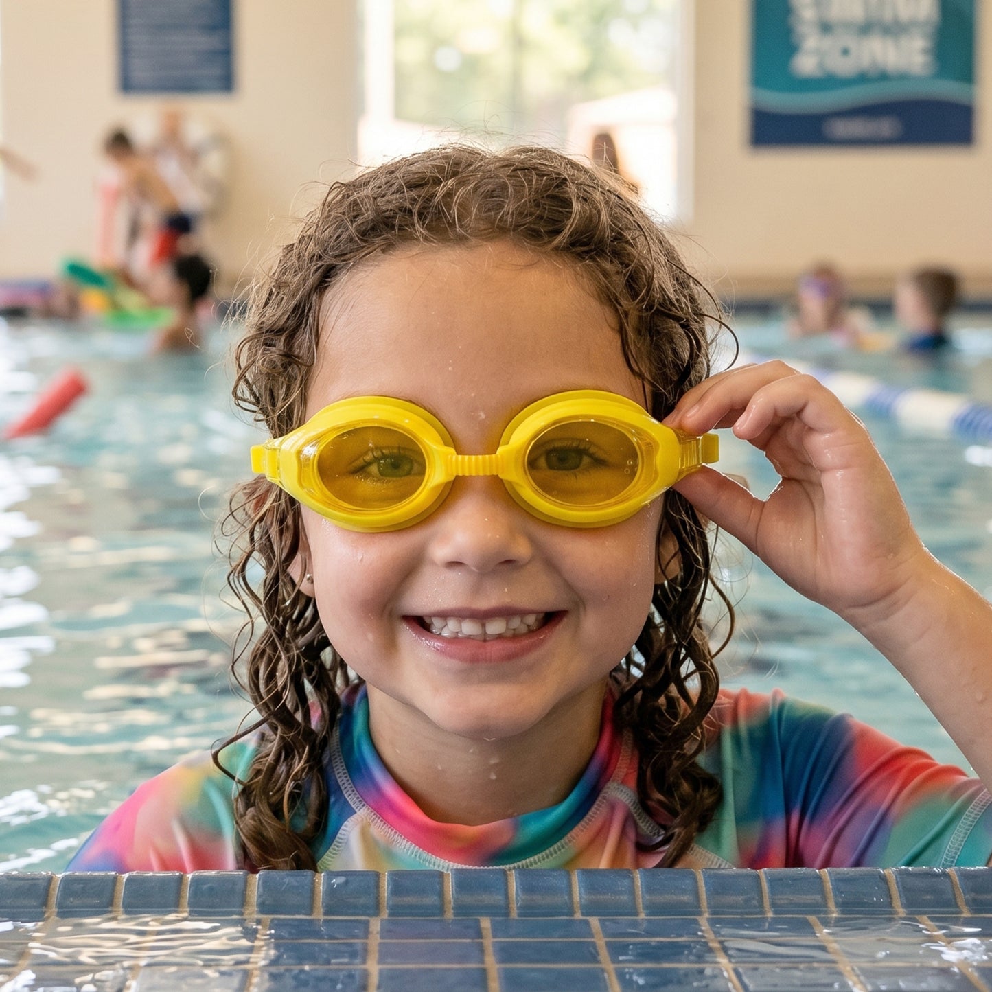 Kids Colorful Swimming Goggles With Anti-leak Seal And Adjustable Strap 1 Pc