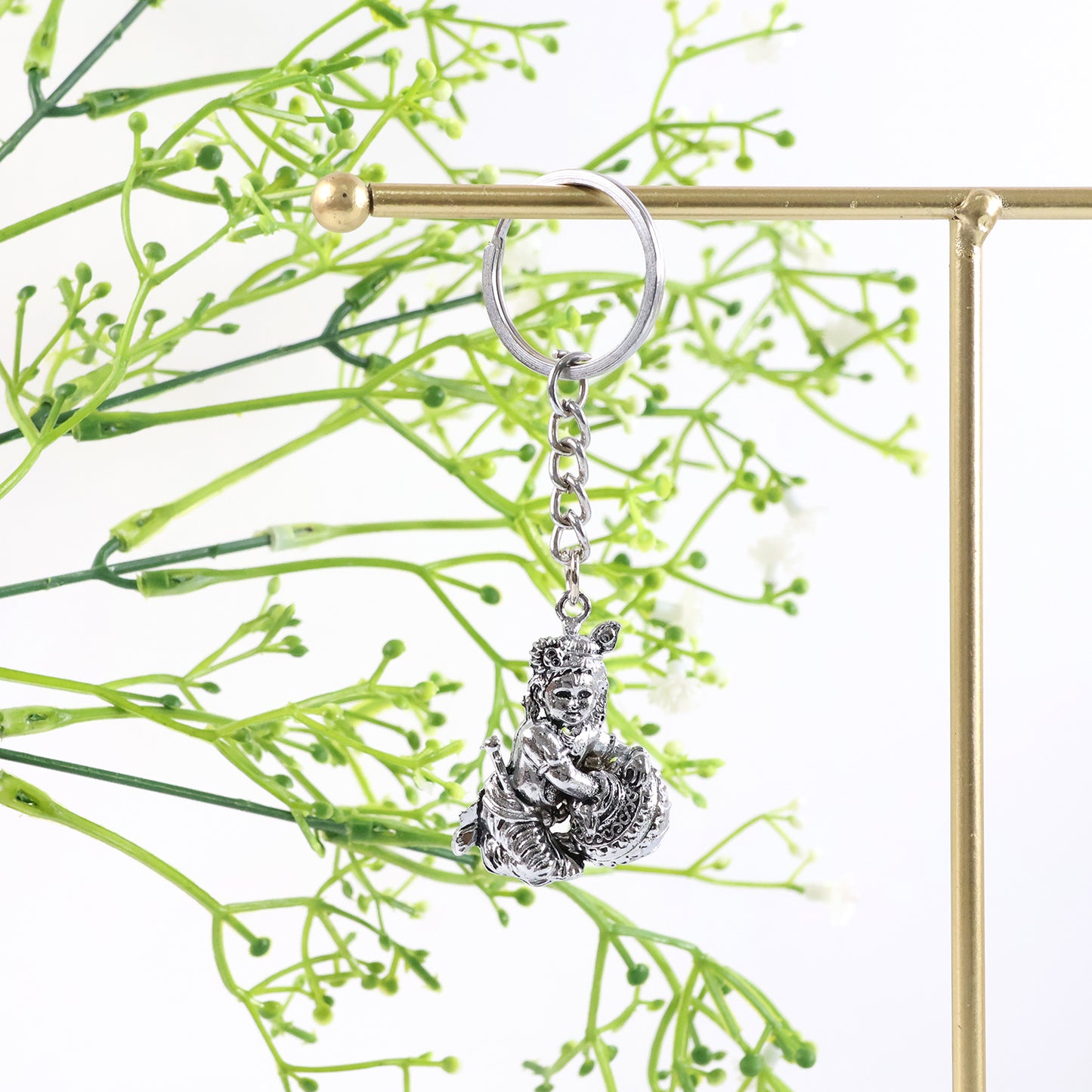 Silver Finish Bal Krishna Makhan Chor Metal Keychain (1 Pc) - Happy Price - Image 6