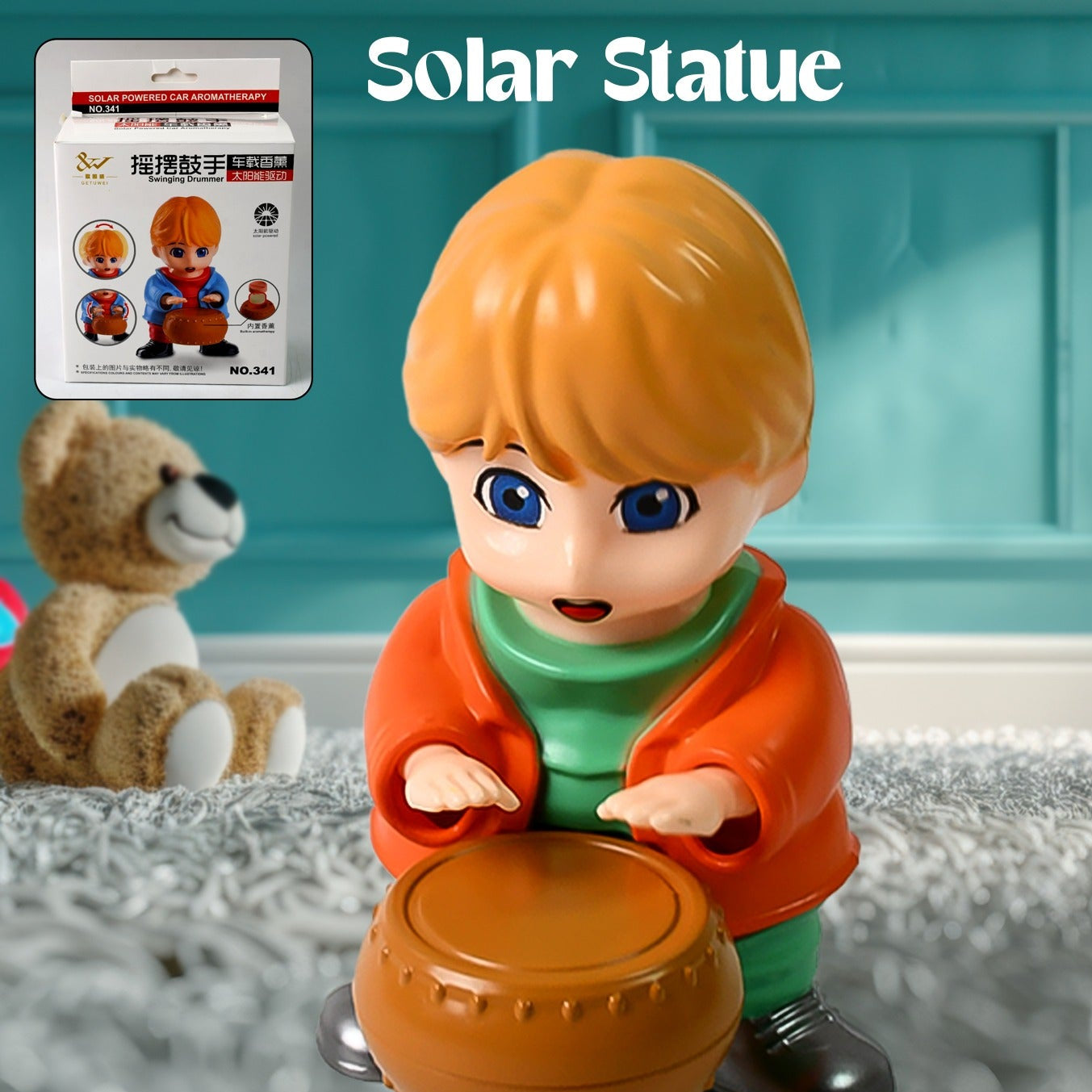 Creative Solar Drummer Car Aromatherapy Solar Powered Car Air Freshener (1 Pc) - Happy Price - Image 1