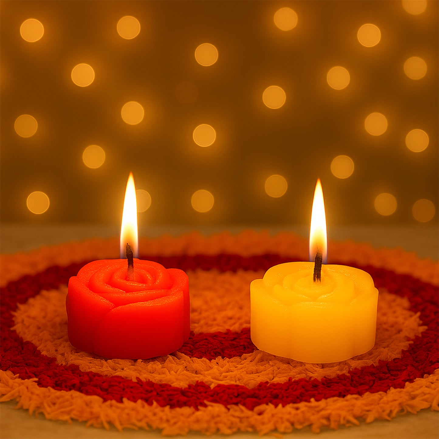 Rose Shaped Wax Candles Set - Pack of 6 Decorative Scented Candles for Home Decor & Gifting - Happy Price - Image 4