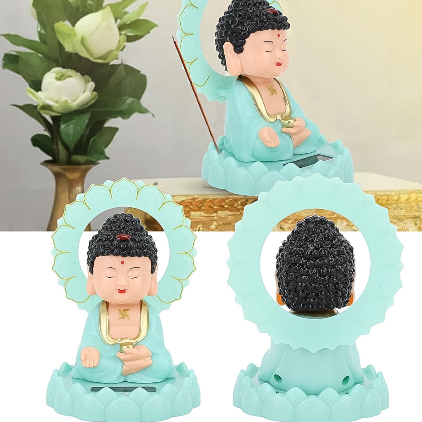 Plastic Solar Powered Moving Head Sitting Action Buddha Statue (1 Pc) - Happy Price - Image 5