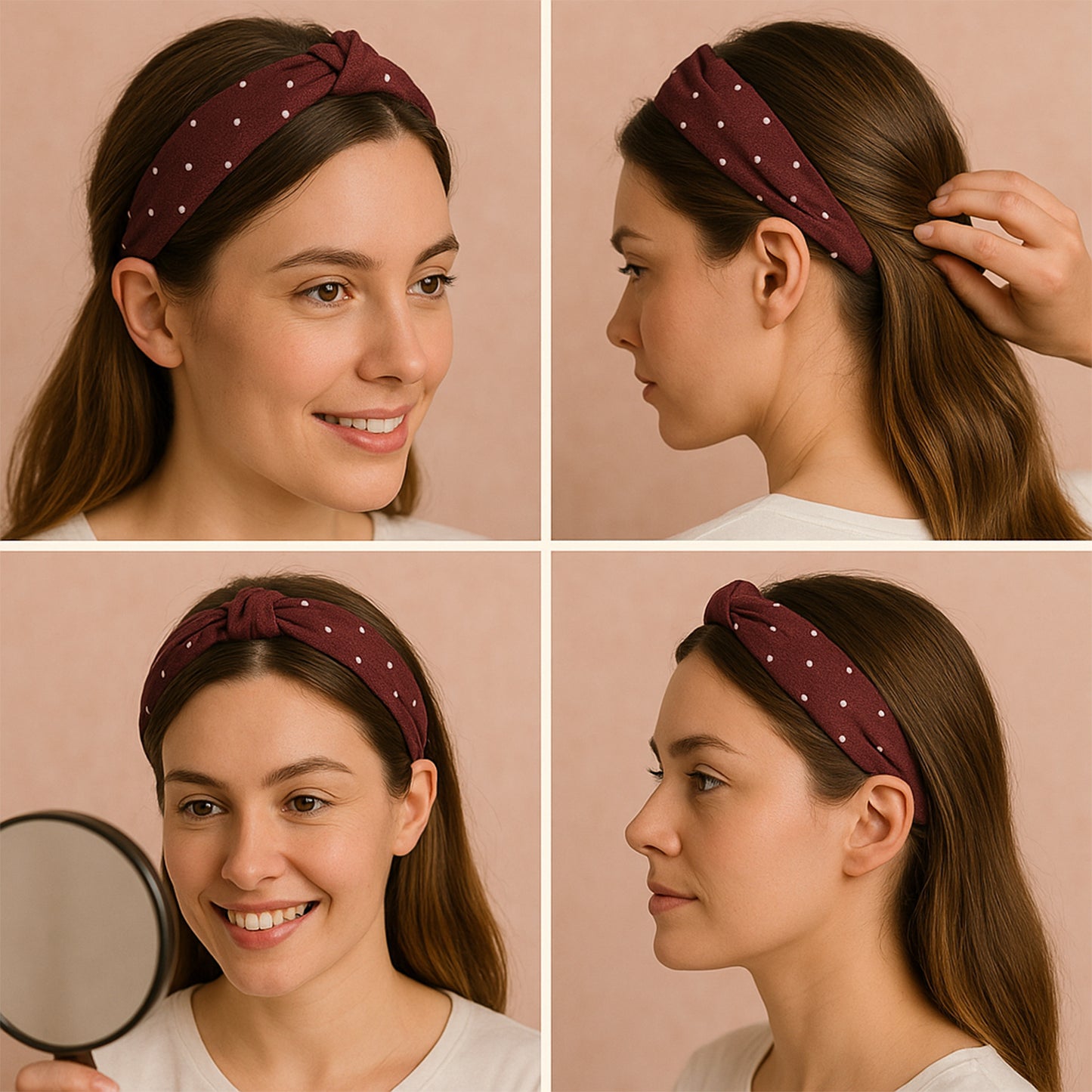 Womens Polka Dot Fabric Knot Hairband Stylish Comfortable (1 Pc) - Happy Price - Image 3