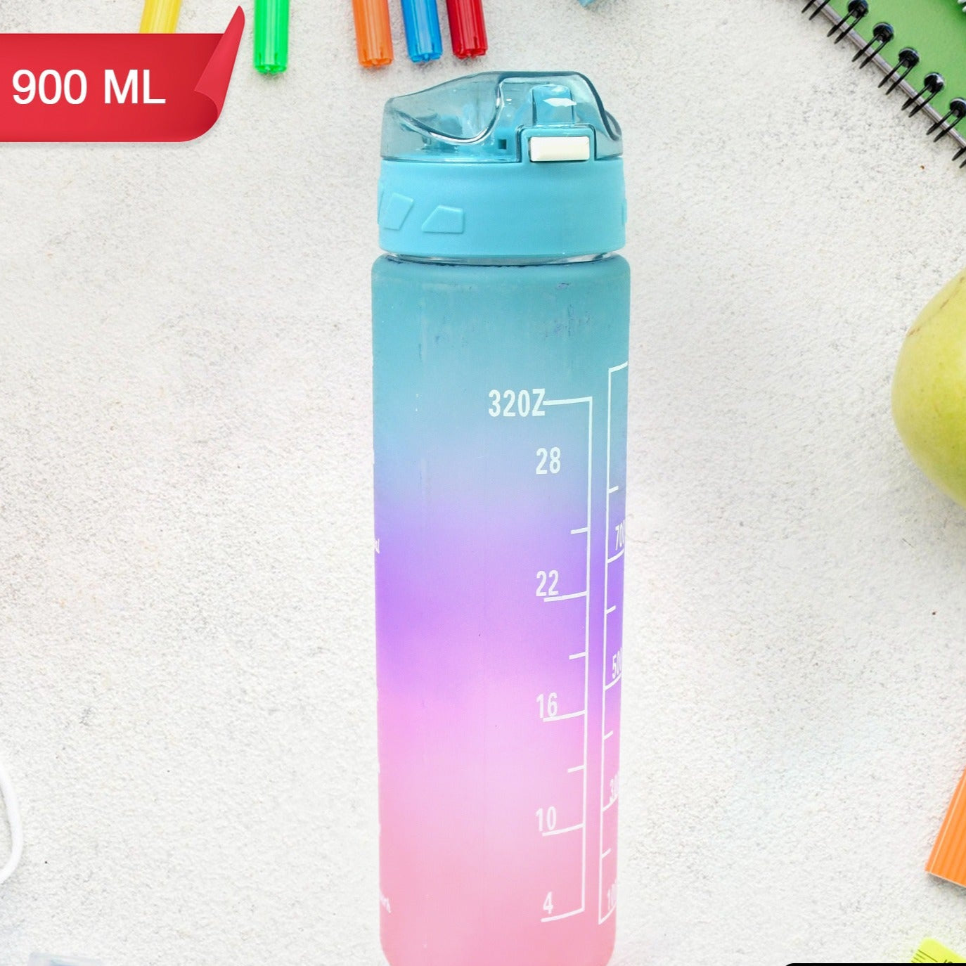 Plastic Colorful Motivational Water Bottle With Straw (900 Ml) - Happy Price - Image 1