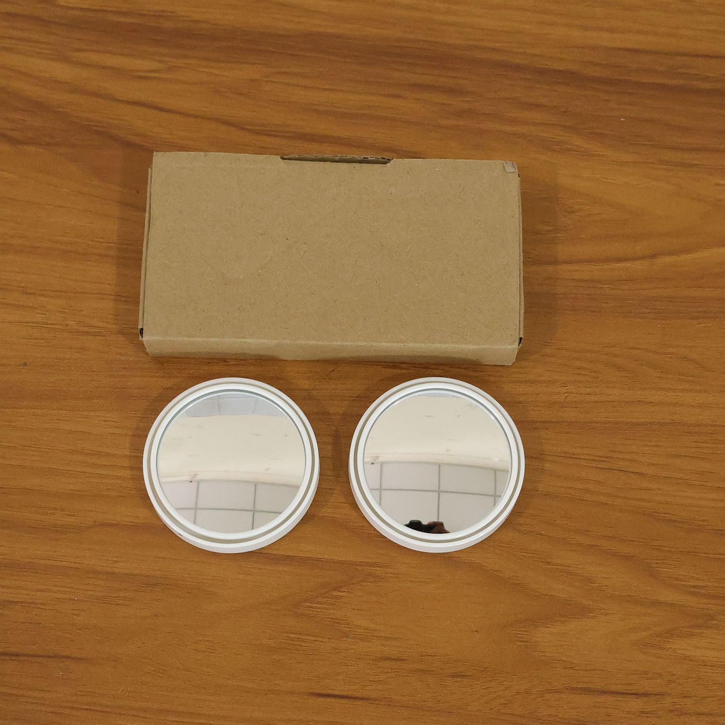 White Round Car Blind Spot Mirror Set - 2 Pcs for Enhanced Visibility - Happy Price - Image 5