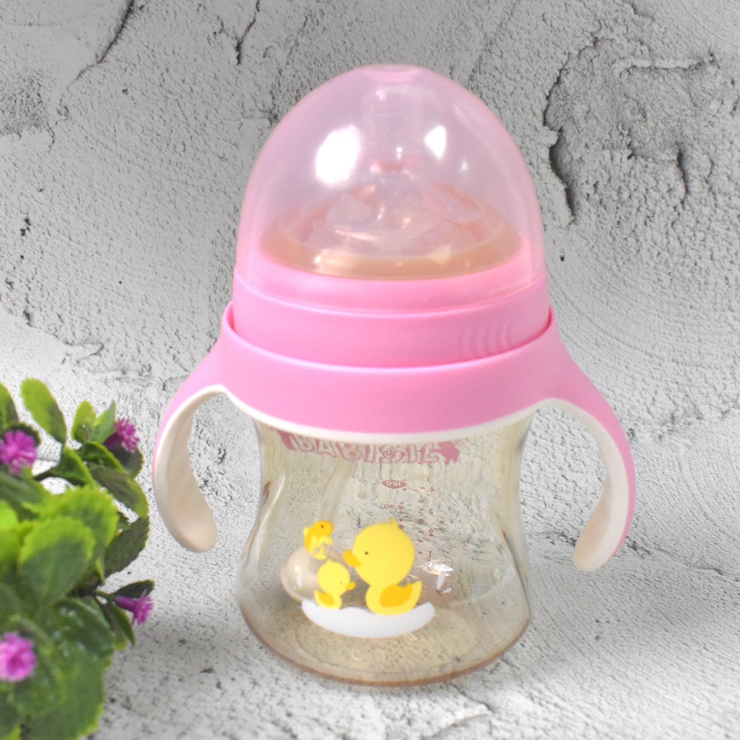 Plastic Baby Feeding Bottle With Handles Cleaning Brush Straw (240 Ml 1 Pc) - Happy Price - Image 5