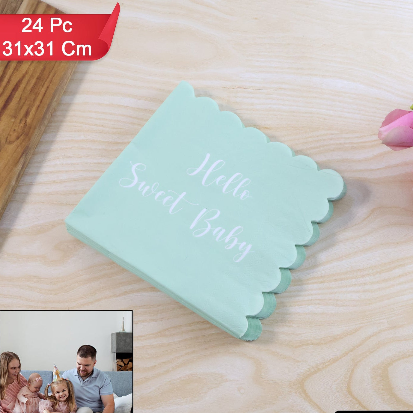 Hello Sweet Baby Party Paper Napkins (31 X 31 Cm 24 Pc)