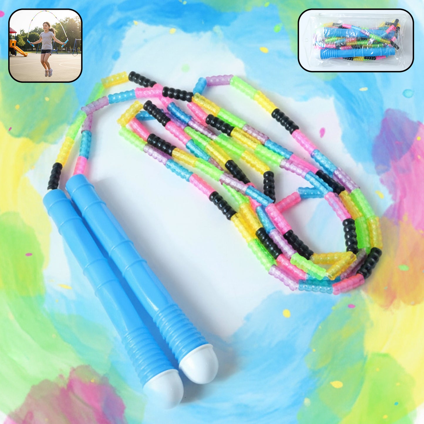 Adjustable Beaded Skipping Rope for Fitness - 1 Set - Happy Price - Image 2
