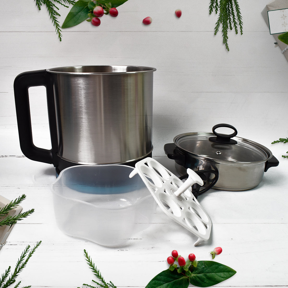 Soup Pot With Lid Stainless Steel Multi Cooker Kettle (800w 2.5 Ltr.) - Happy Price - Image 2