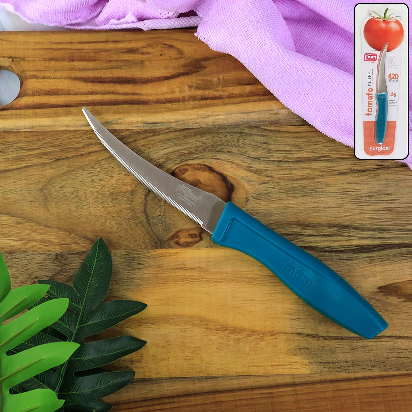 Premium Stainless Steel Tomato Knife (1 Pc) - Serrated Curved Blade - Happy Price - Image 3