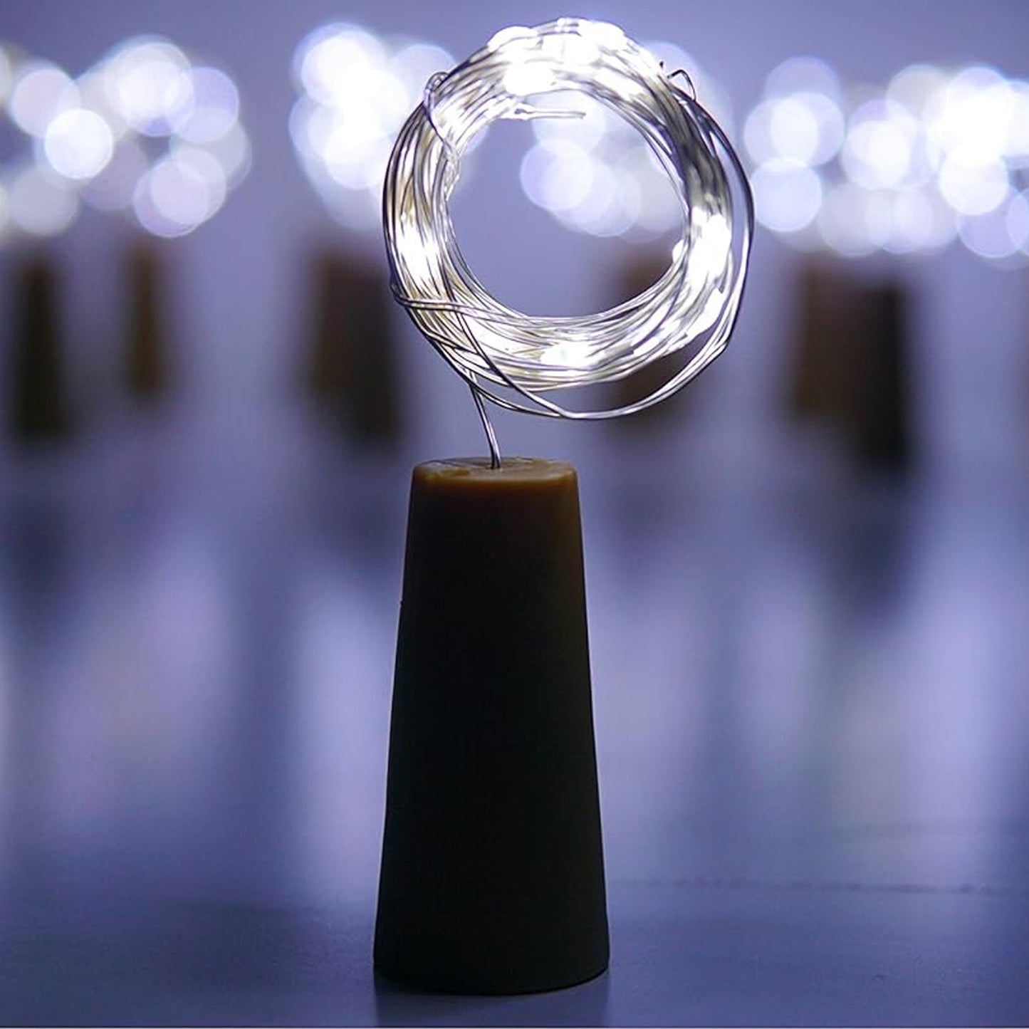 Copper Wire Cork String Lights - 2M Battery Operated White LEDs (1 Pc) - Happy Price - Image 2