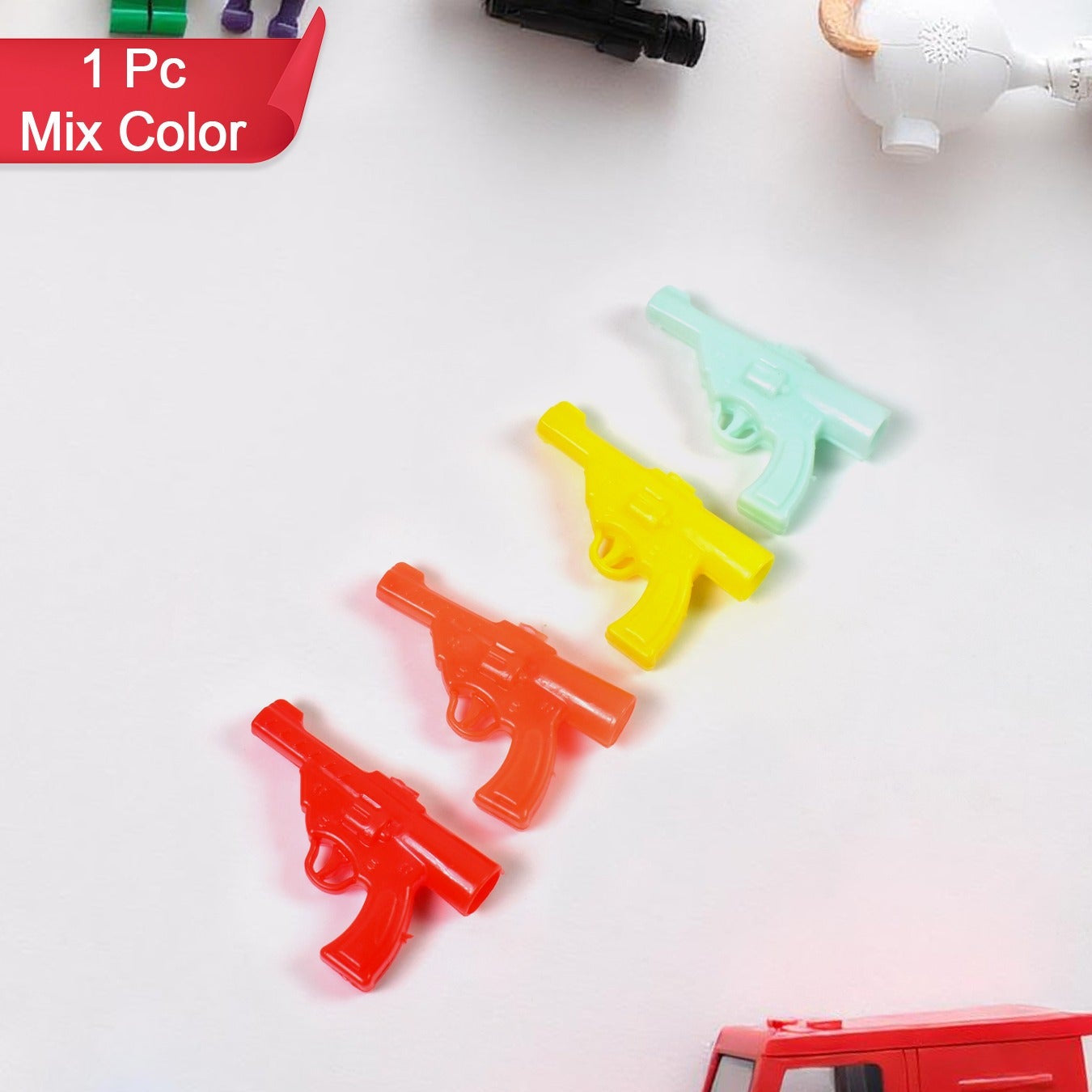 Gun Shape Pencil Top For Kids Office Small Gun Toy (1 Pc Mix Colour Design) - Happy Price - Image 1