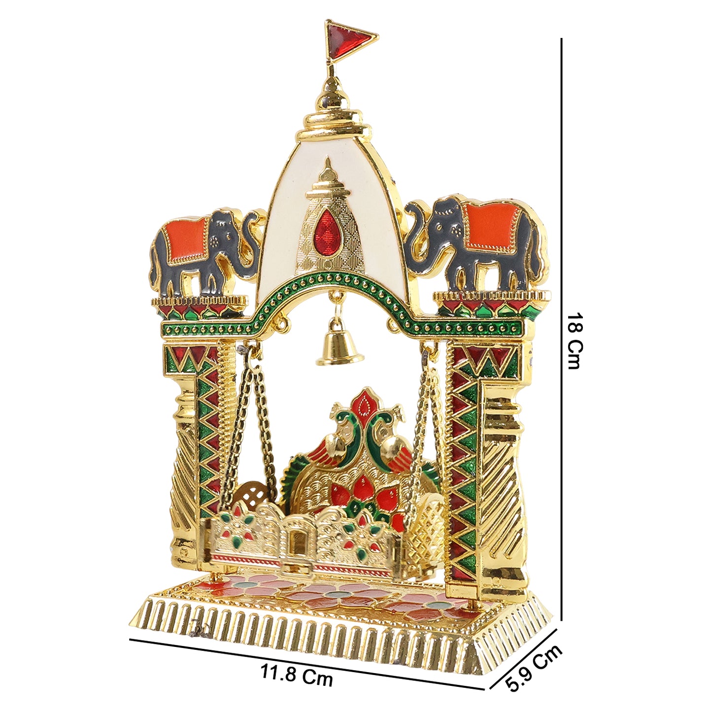 Decorative Pooja Jhula Mandir 1 Pc with Elephant Motifs & Hanging Bell - Great Price - Image 6