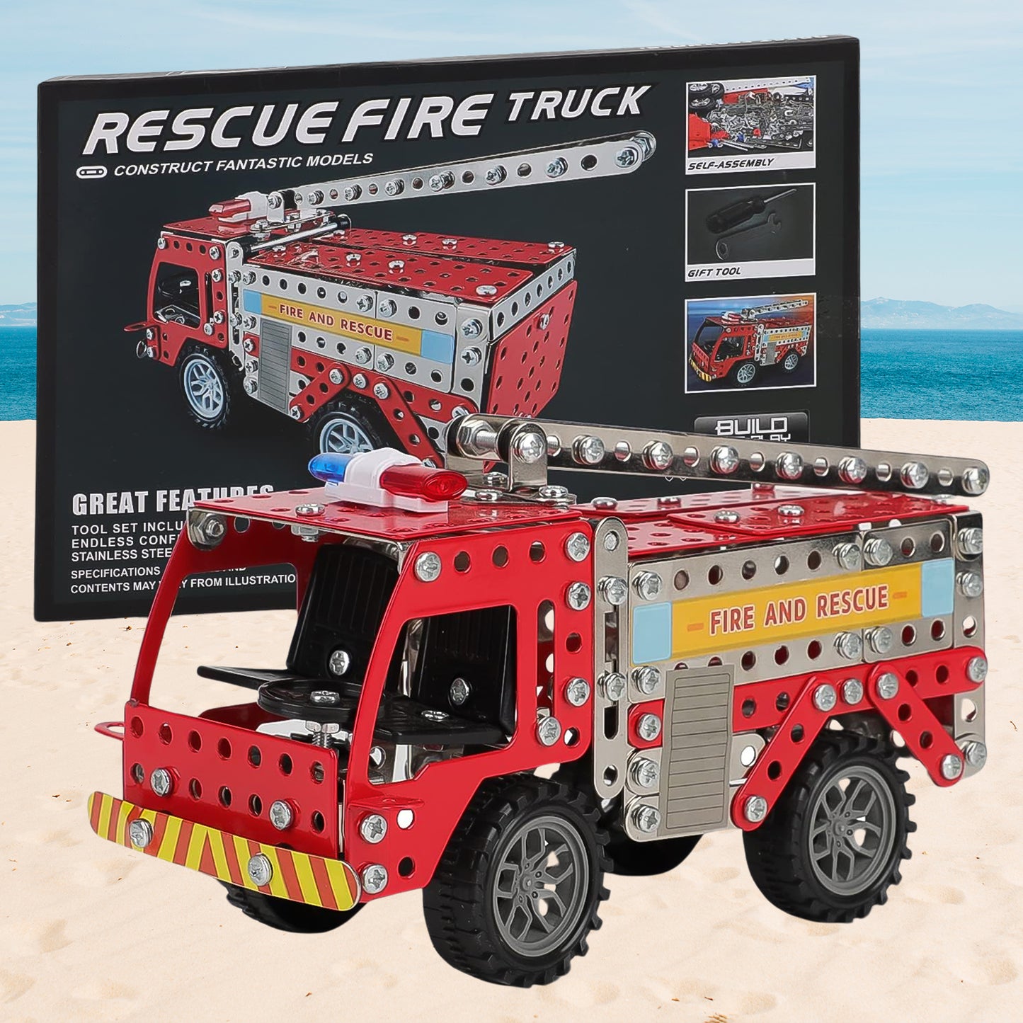 Metal Diy Fire Truck Building Blocks For Kids (Fire Truck 292pcs Of Truck Tool 1 Set) - Happy Price - Image 3