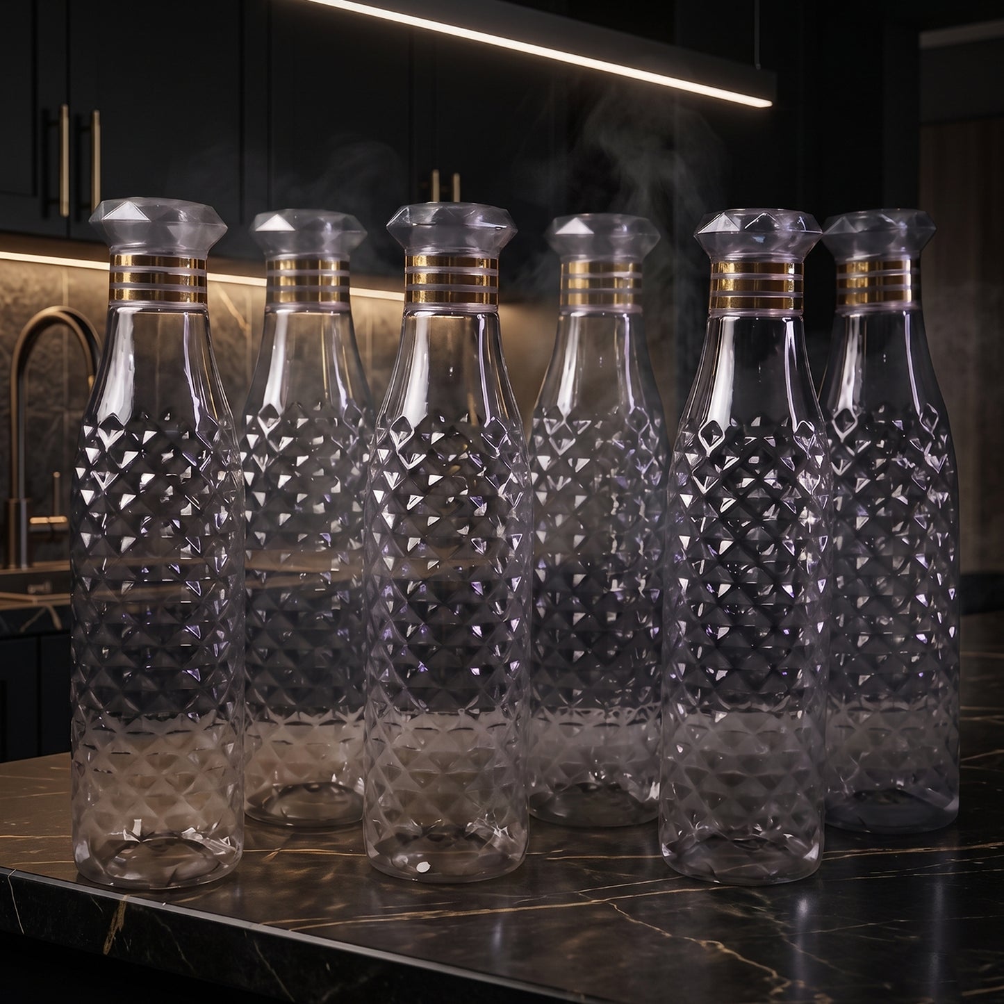 Set of 6 Transparent Water Bottles, 1000 ML Each, Textured Design - Great Price - Image 6