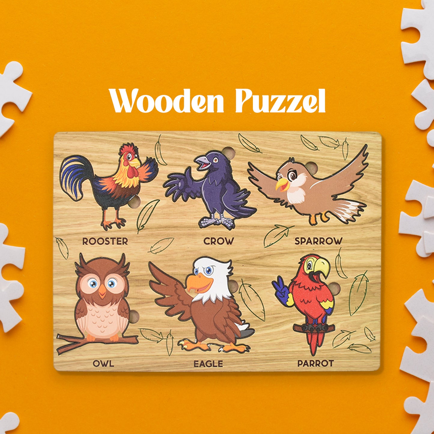 Wooden Bird Puzzle Learning Educational Board (1 Set 2820 Cm) - Happy Price - Image 2
