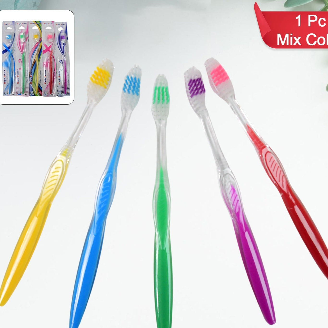 Premium Plastic Toothbrush (1 Pc Mix Color) - Happy Price - Image 1