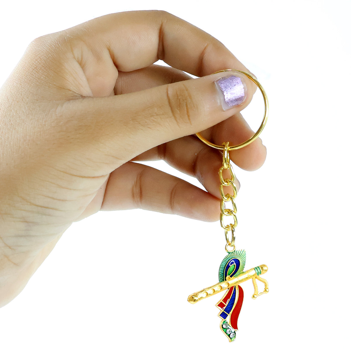 Krishna Bansuri Flute Keychain with Peacock Feather Design - 1 Pc - Happy Price - Image 3