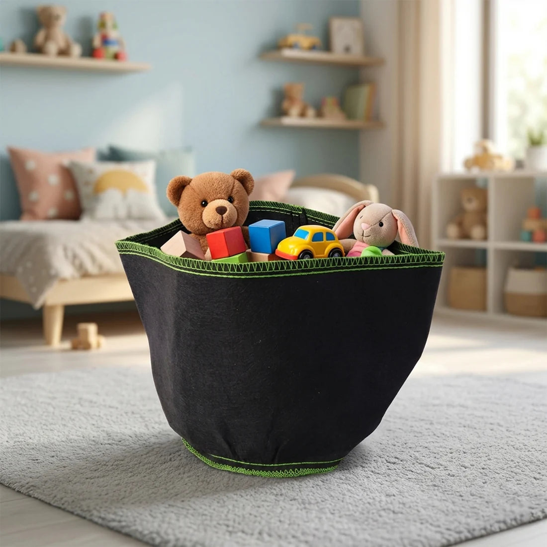 Small Foldable Fabric Storage Box with Handles - Organizer Cube for Home, Closet, Toys, Books - Happy Price - Image 2