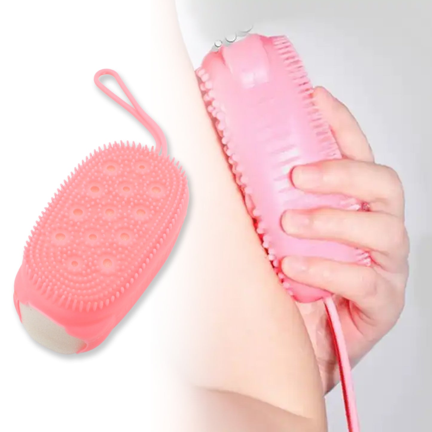 Silicone Super Soft Silicone Bath Brush Double-sided Body Scrubber Brush For Deep Cleasing Exfoliating Ultra-soft Scrubber(1 Pc) - Happy Price - Image 2