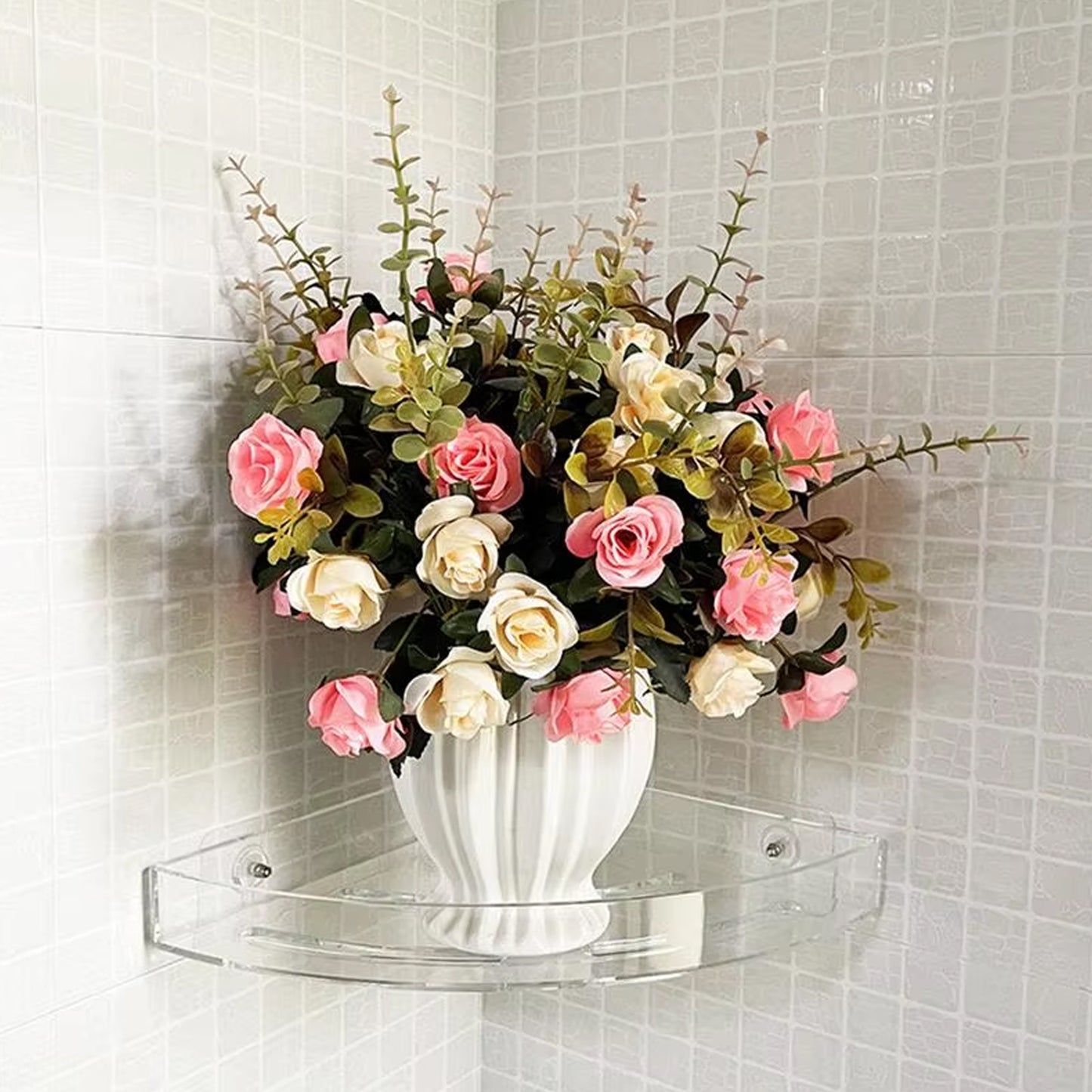 Bathroom Plastic Corner Shelf Rack Set For Wall Number Of Shelves (3 Pcs Set) - Happy Price - Image 4