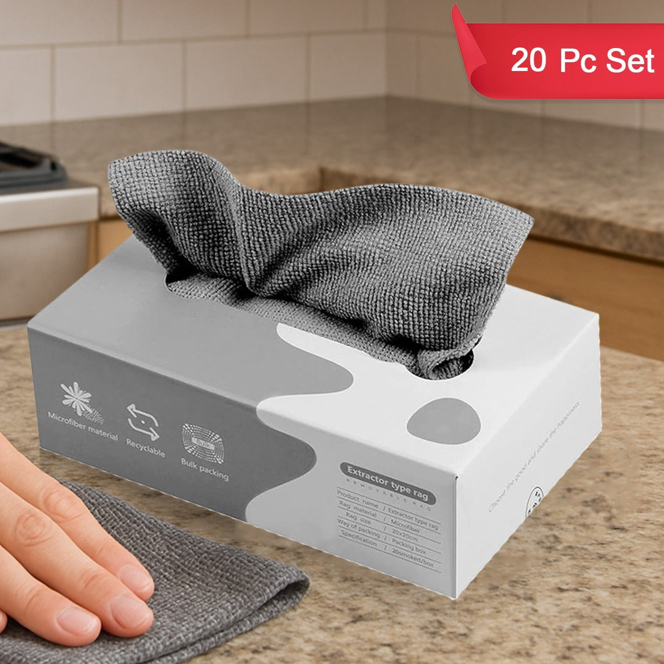 Thickened Microfiber Cleaning Cloths - 20 Pc Pack for Home, Kitchen & Car - Happy Price - Image 1