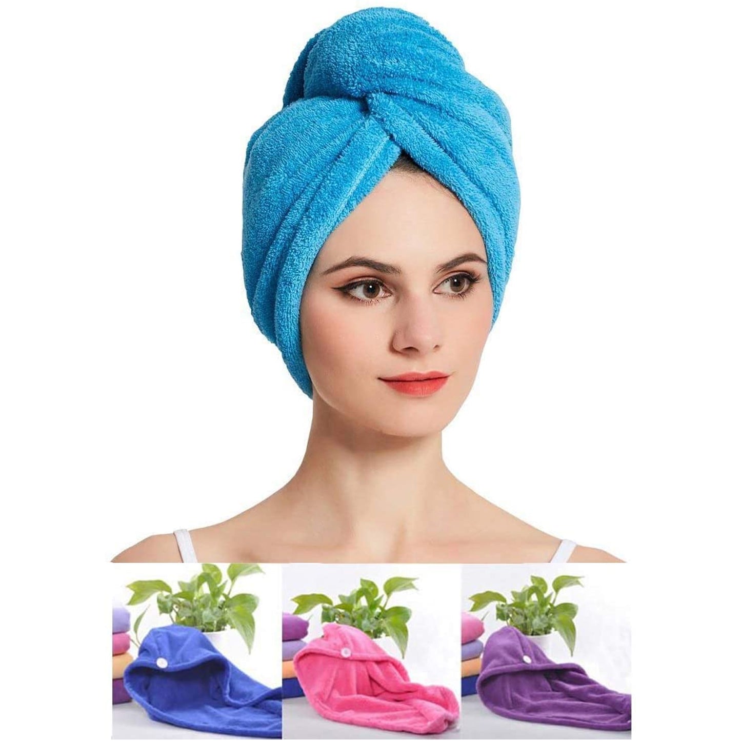 Microfiber Hair Wrap Towel Cap Quick Turban Hair-drying Absorbent Microfiber Towel Dry Shower Caps (1 Pc) - Happy Price - Image 2