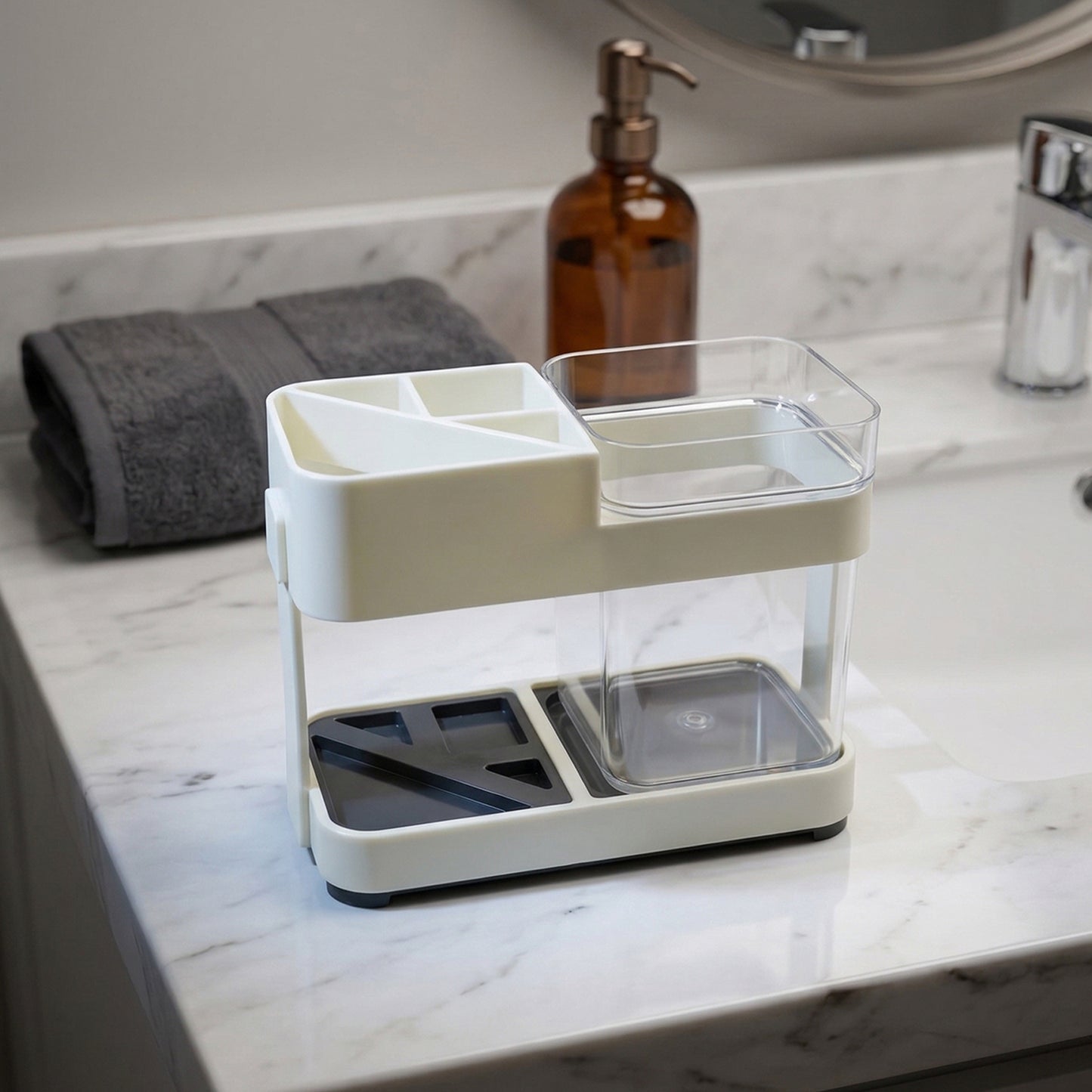 Multipurpose Bathroom Organizer Stand for Toothbrush & Toothpaste - 1 Set - Great Price - Image 1