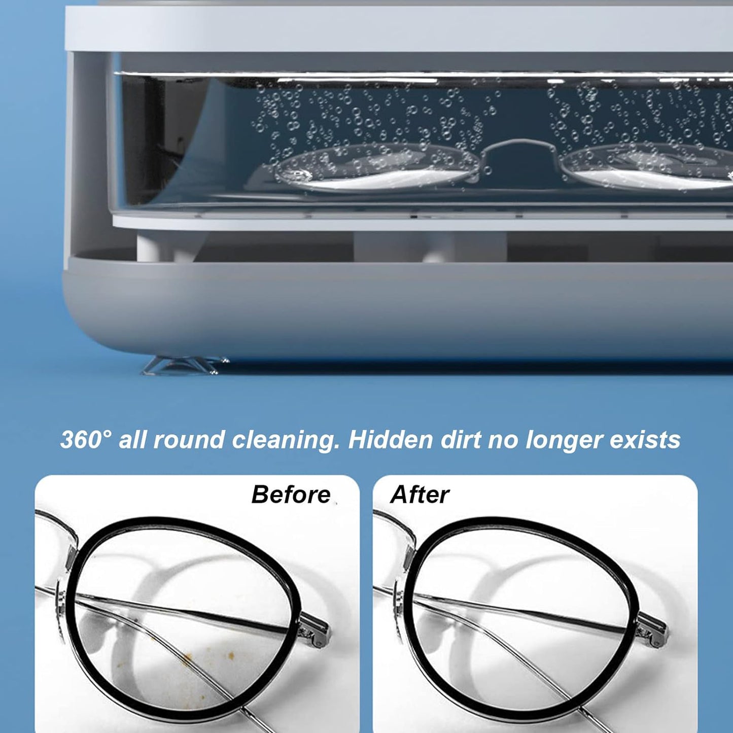 Ultrasonic Jewllery Cleaner Ultrasonic Cleaning Machine Portable Jewellery Cleaning Mchine For Jewellery Ring Silver Retainer Glasses Watches Coins High Frequency Vibration Machine (Battery Not Included) - Happy Price - Image 3