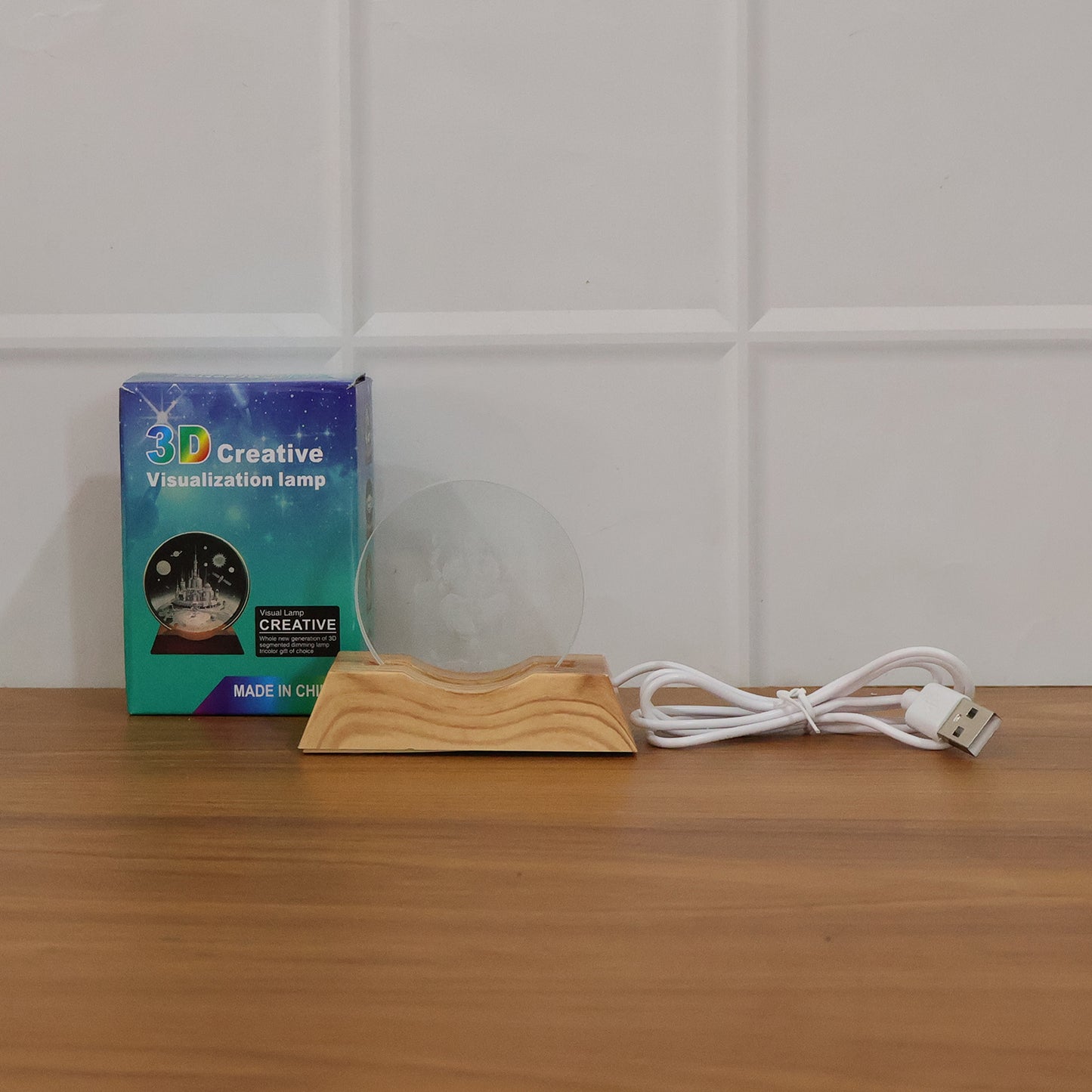3D Ganesha Acrylic LED Night Lamp with Wooden Base - USB Powered - Happy Price - Image 7