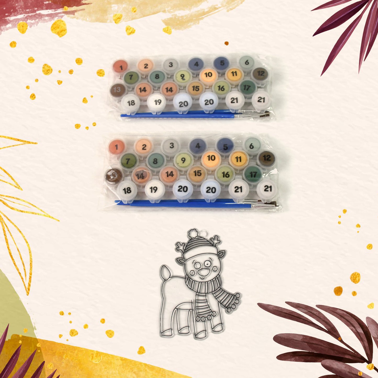 Paint By Number Kits 2 Set 21 Number Color 6 Paint Brushes (2 Set) - Happy Price - Image 5