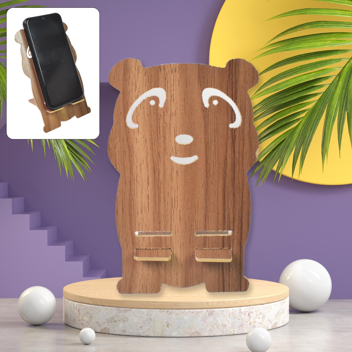Wooden Cartoon Shape Design Mobile Stand (1 Pc) - Happy Price - Image 2
