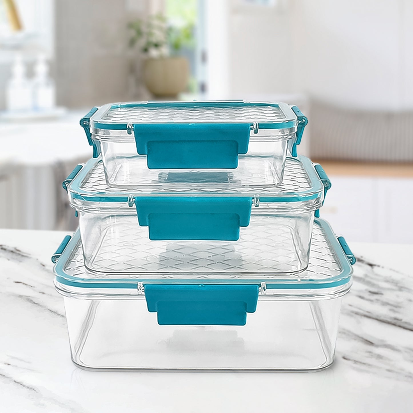 Set of 3 Airtight Plastic Food Containers - 1500, 750, 350 ML Approx - Happy Price - Image 1