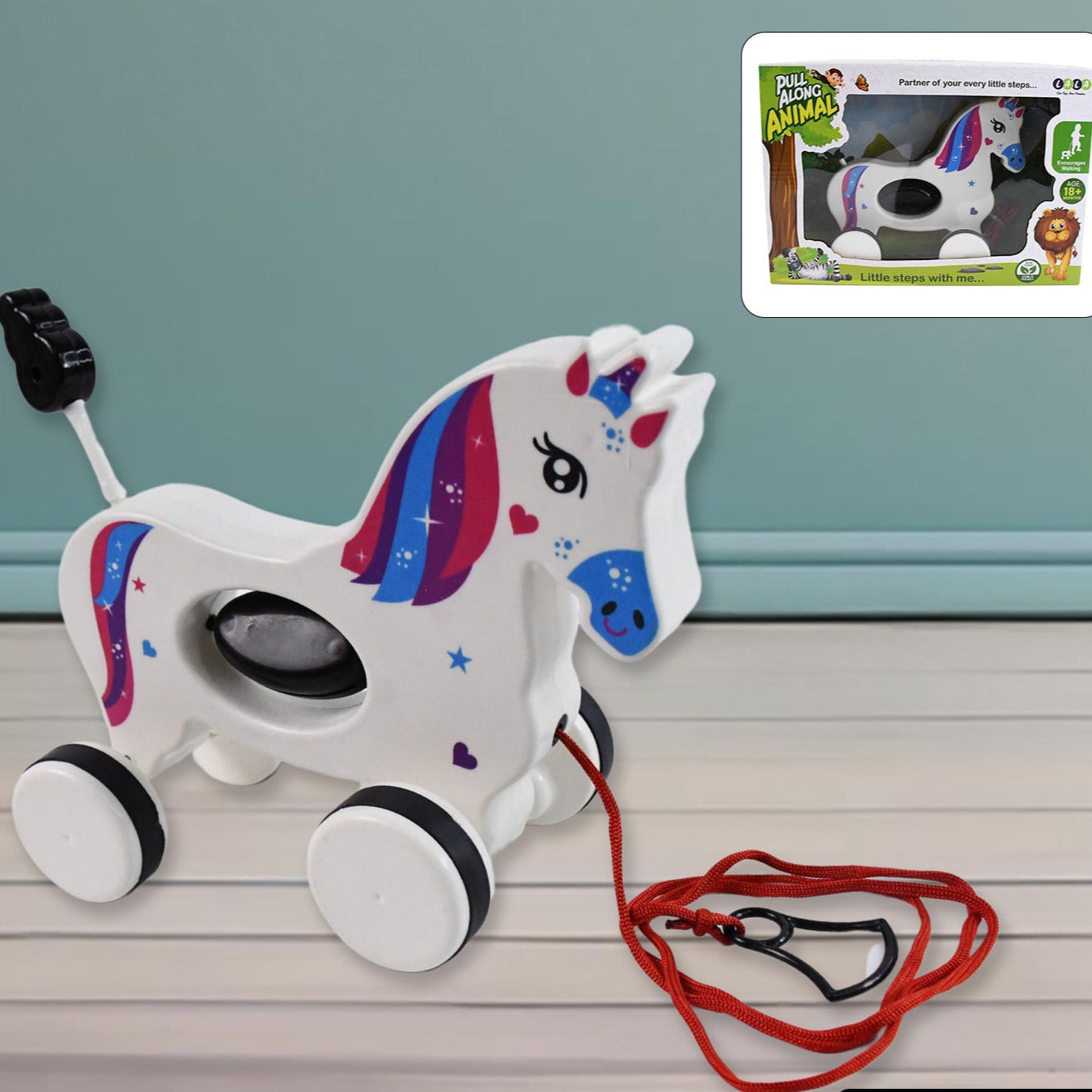 Pull Along Toy Unicorn Pull String Toys For Babies - Happy Price - Image 1