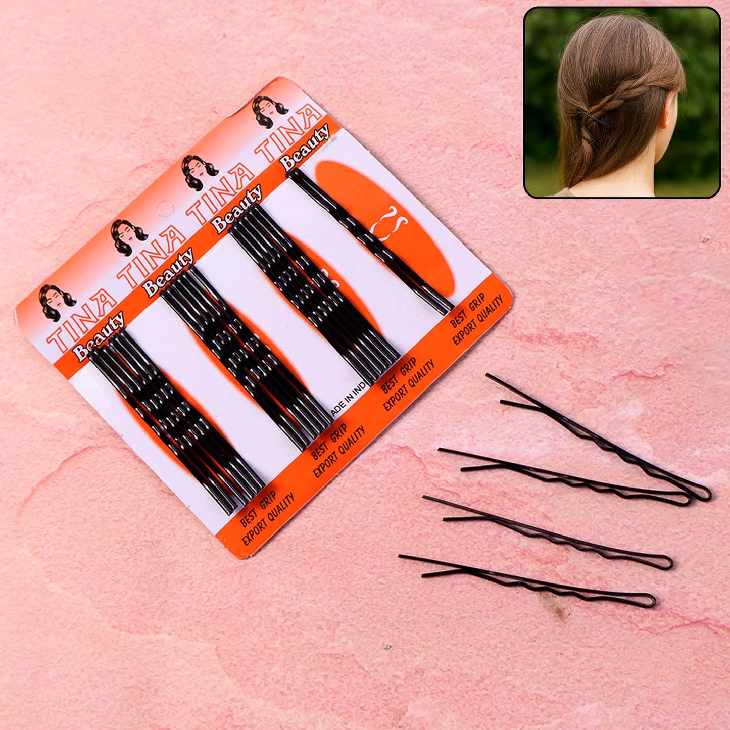 Big Black Bobby Hair Pins - 24 Pcs Set for Secure Styling - Happy Price - Image 2