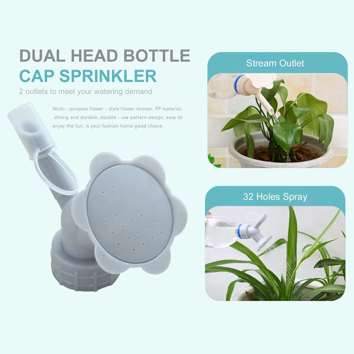 2 In 1 Bottle Cap Sprinkler Dual Head Bottle Watering Spout Double Ended Bottle Watering Nozzle Watering Can Nozzle For Indoor Seedlings Plant Garden Tool - Happy Price - Image 3