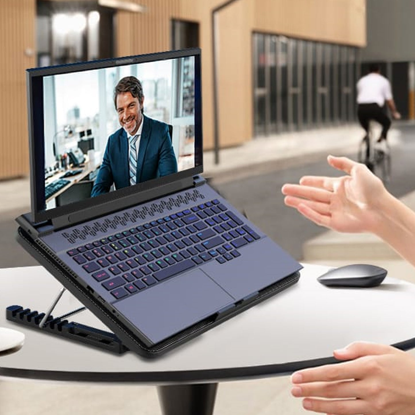 Laptop Cooler Cooling Pad With 2 Quiet Led Fans Dual Usb Ports Portable Ultra Slim Usb Powered 7 Heights Adjustable Laptop Stand For Gaming Laptop - Happy Price - Image 6