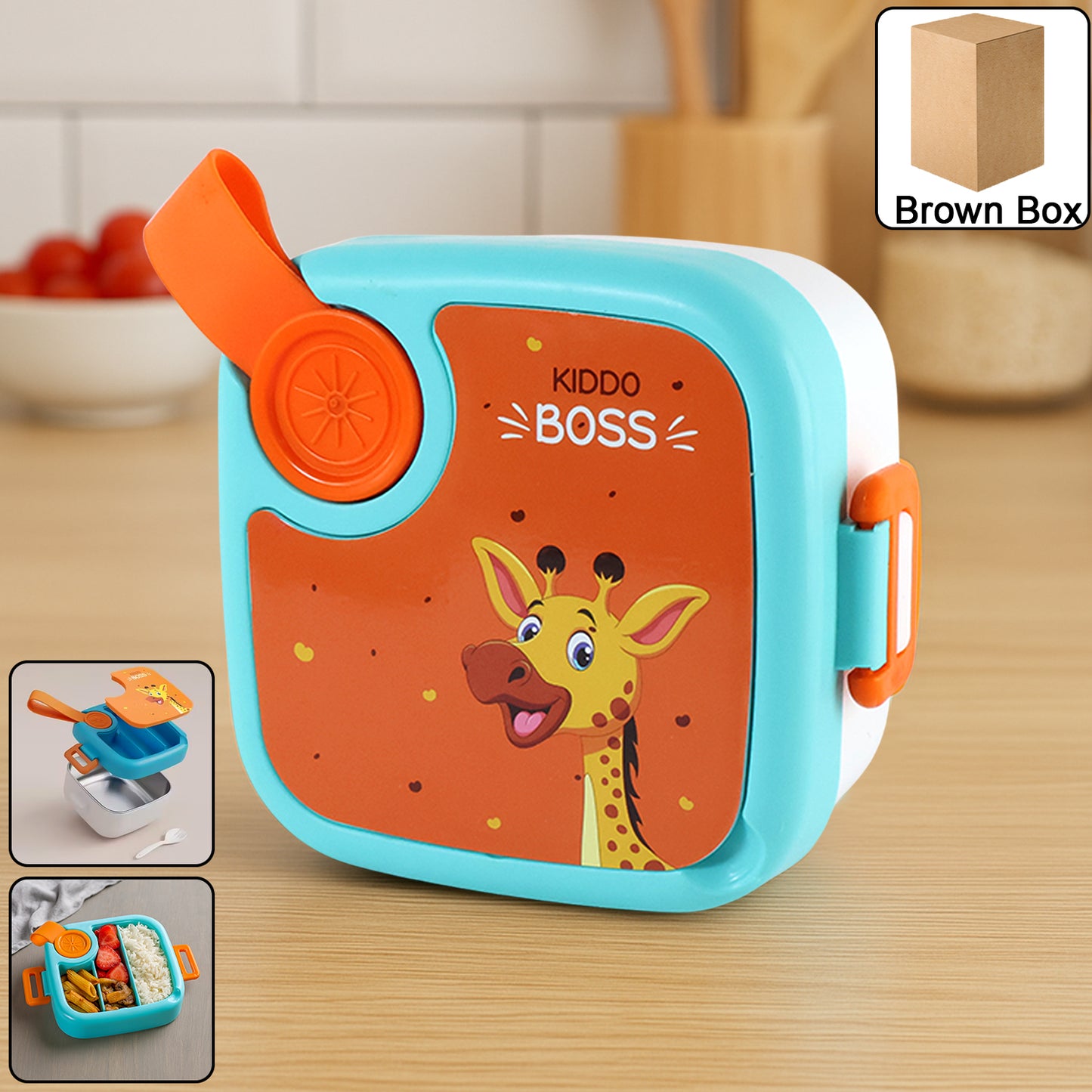 Kids Cartoon Lunch Box - 1 Set with Stainless Steel Tray - Happy Price - Image 7