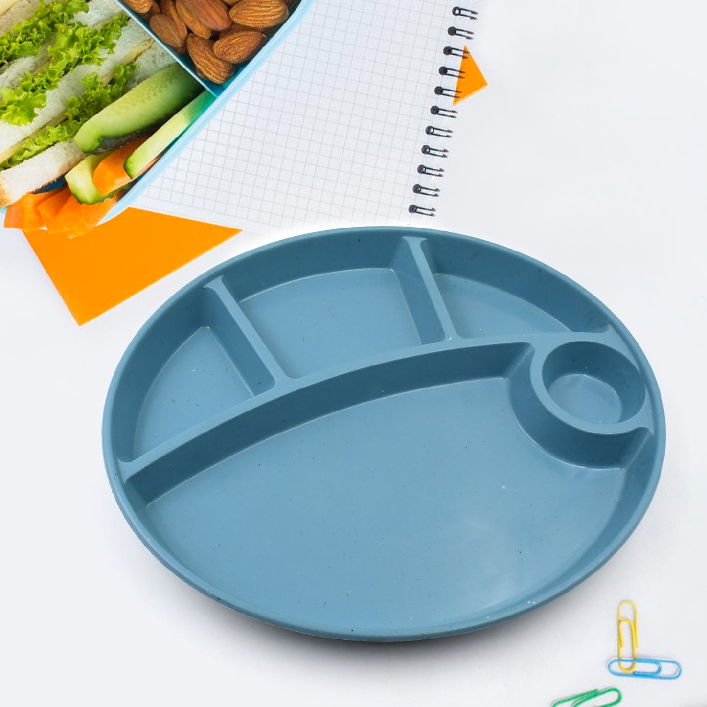 Plastic Food Plates Biodegradable 5 Compartment Plate With Spoon For Food Snacks Nuts Desserts Plates For Kidsreusable Plates For Outdoor Camping Bpa-free(1 Pc) - Happy Price - Image 4