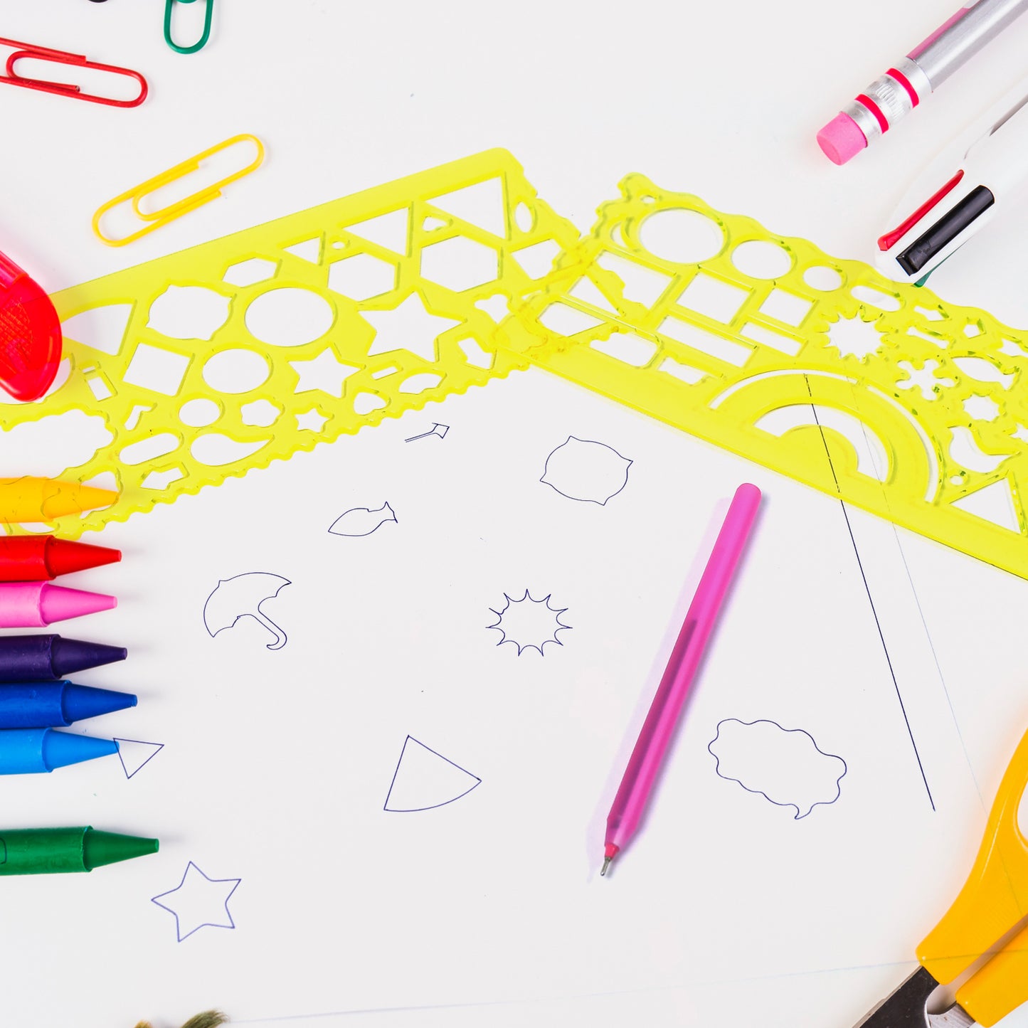 Clear Green Circle Triangle Square Rectangle Template Drawing Ruler Scale Suitable For School Drawing Use ( 2pc ) - Happy Price - Image 2