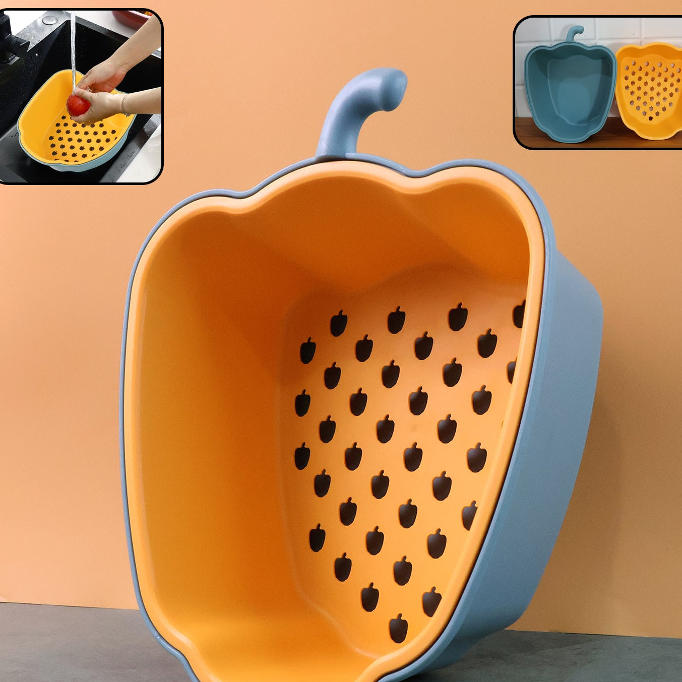Pepper Shape 2-in-1 Washing Bowl & Colander Set (1 Pc) - Happy Price - Image 1